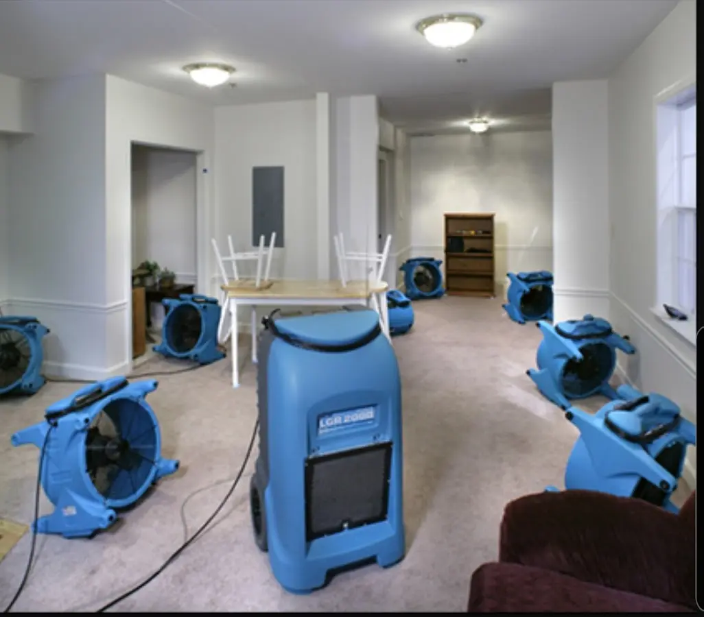 Air movers and dehumidifier setup for Water Extraction & Removal in North Potomac